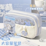 海盐奶蓝！笔袋大容量女孩款女童文具高颜值ins风小学生儿童铅笔盒2024新款超火初中生简约小众2025不撞款